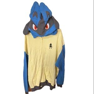 Discontinued Pokemon Center Lucario Hoodie Jacket 3XL Full Zip Kawaii Normcore
